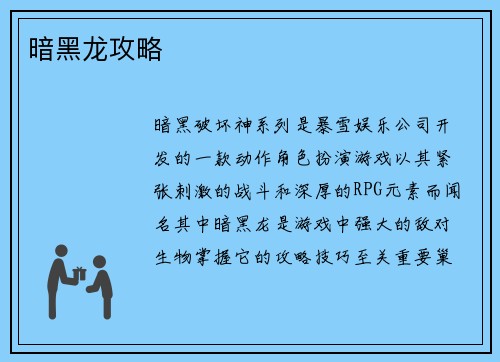 暗黑龙攻略